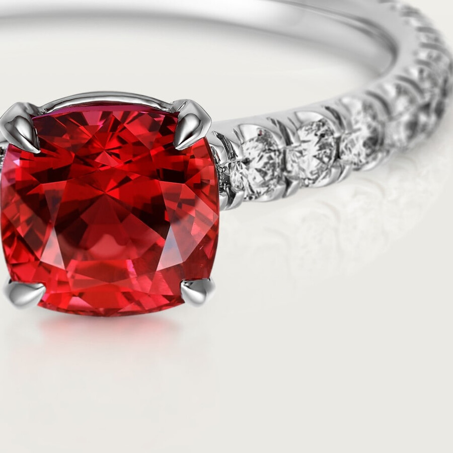 1895 solitaire cushion-cut ruby paved