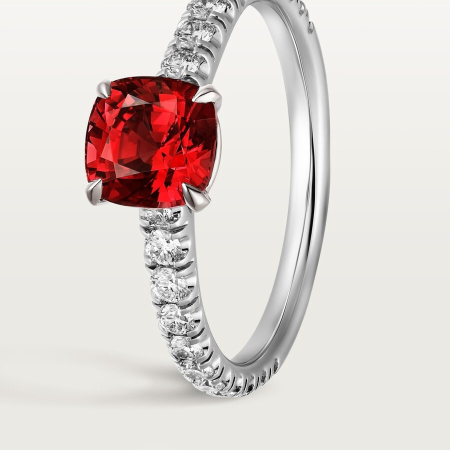 1895 solitaire cushion-cut ruby paved