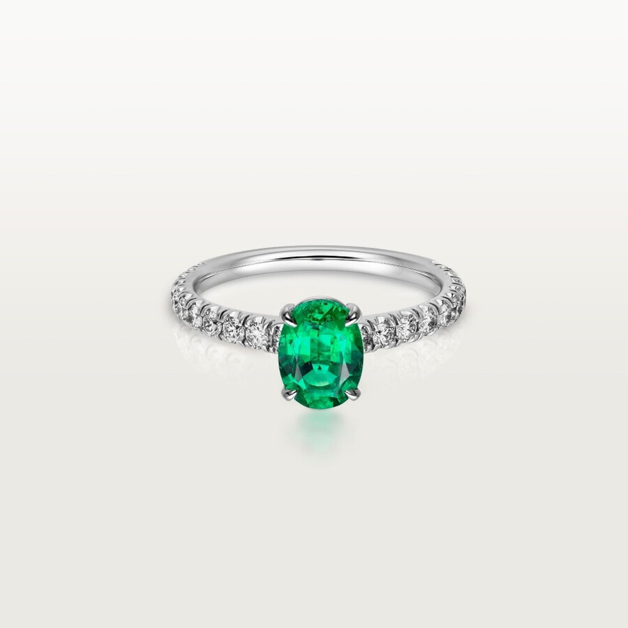 1895 solitaire oval-cut emerald paved