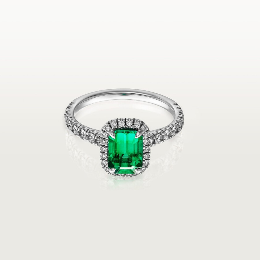 cartier destinée solitaire emerald-cut emerald paved
