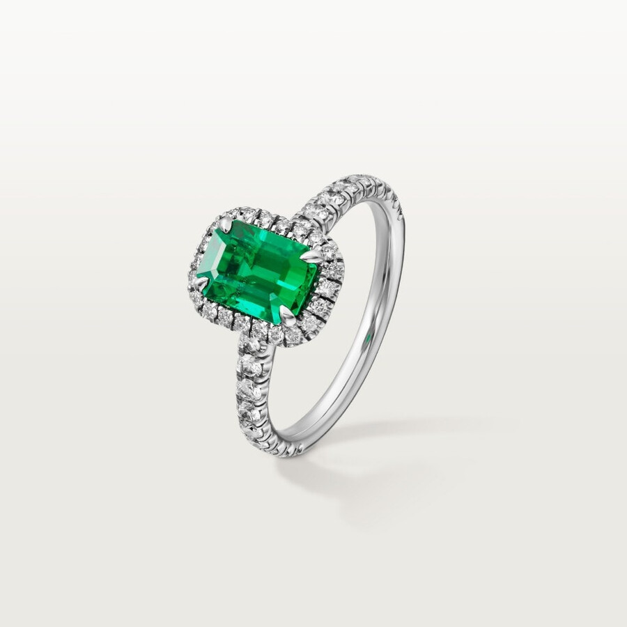 cartier destinée solitaire emerald-cut emerald paved