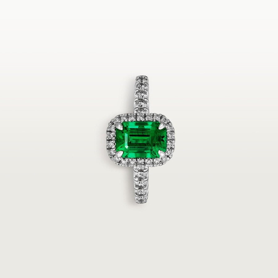 cartier destinée solitaire emerald-cut emerald paved