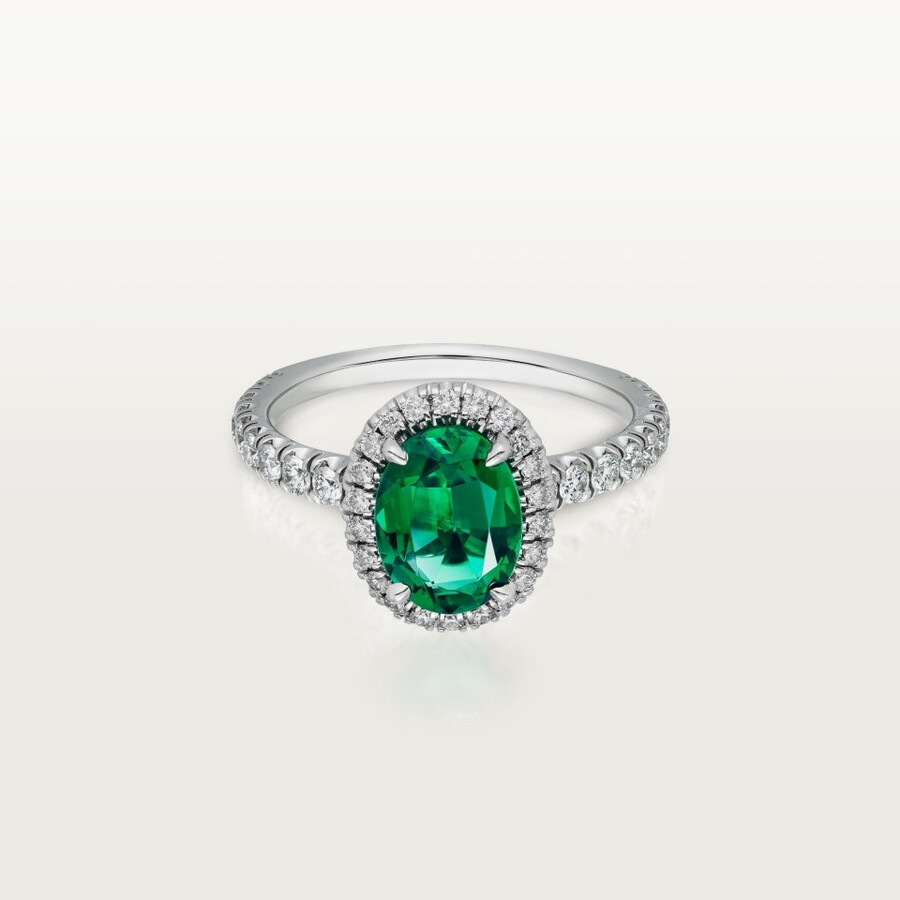 cartier destinée solitaire oval-cut emerald paved
