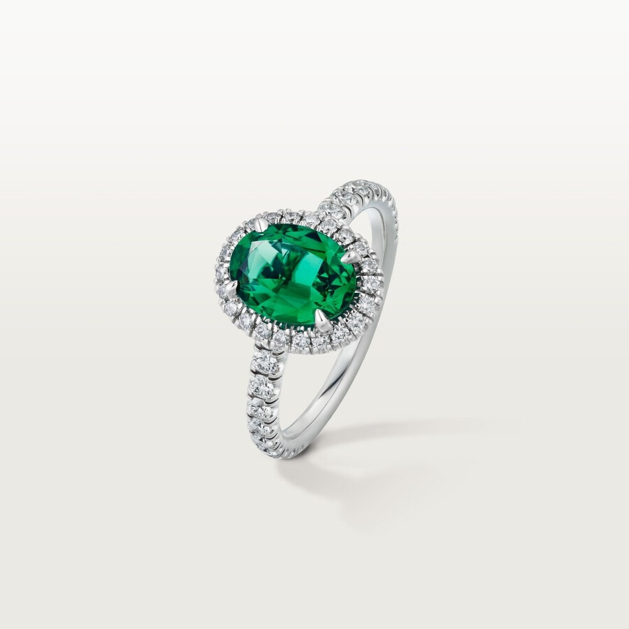 cartier destinée solitaire oval-cut emerald paved