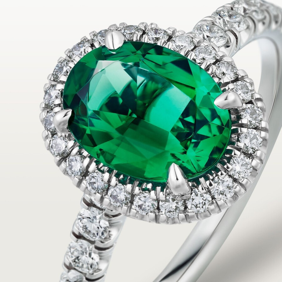 cartier destinée solitaire oval-cut emerald paved