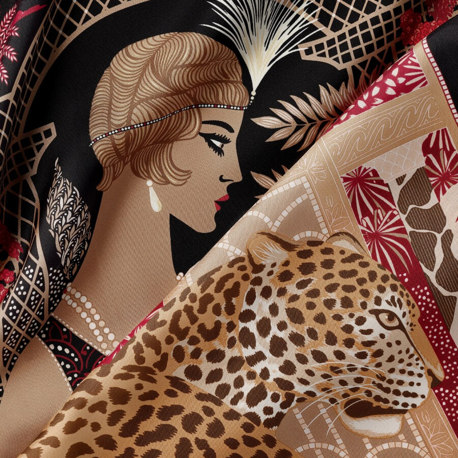 90 scarf woman with a panther