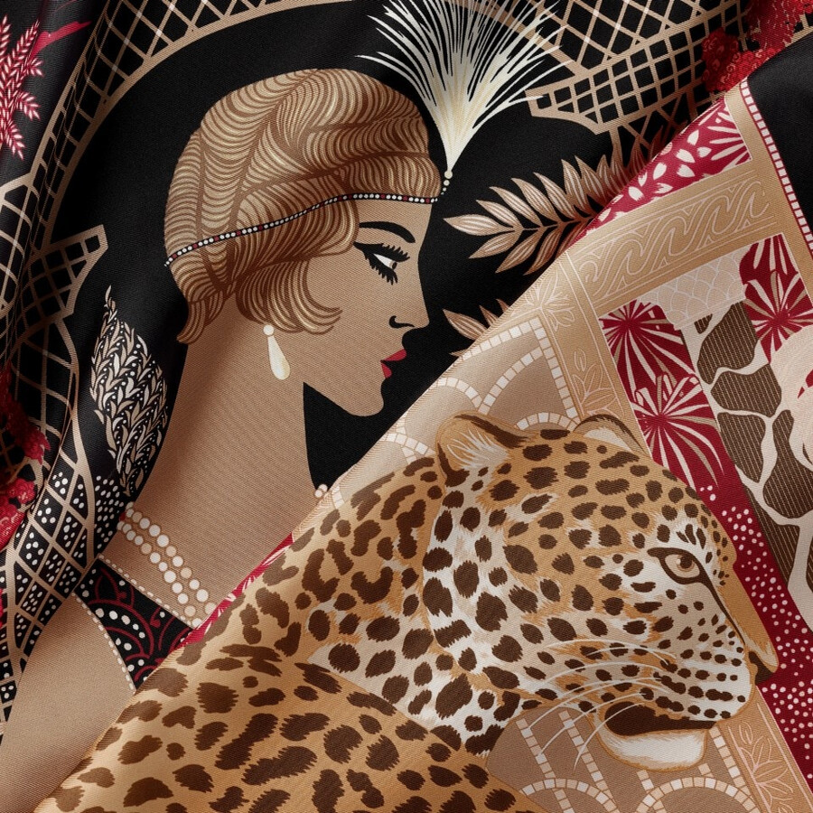 90 scarf woman with a panther
