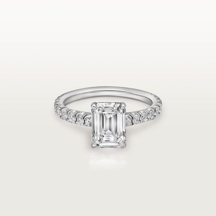 1895 solitaire emerald-cut diamond paved