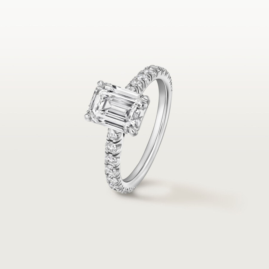 1895 solitaire emerald-cut diamond paved