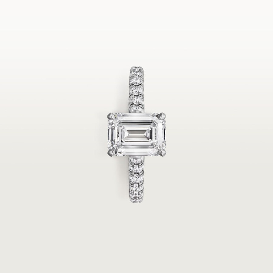1895 solitaire emerald-cut diamond paved