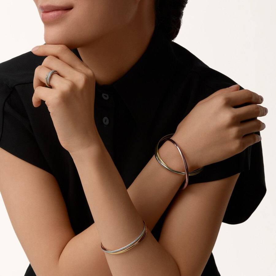 trinity bracelet small model half-paved