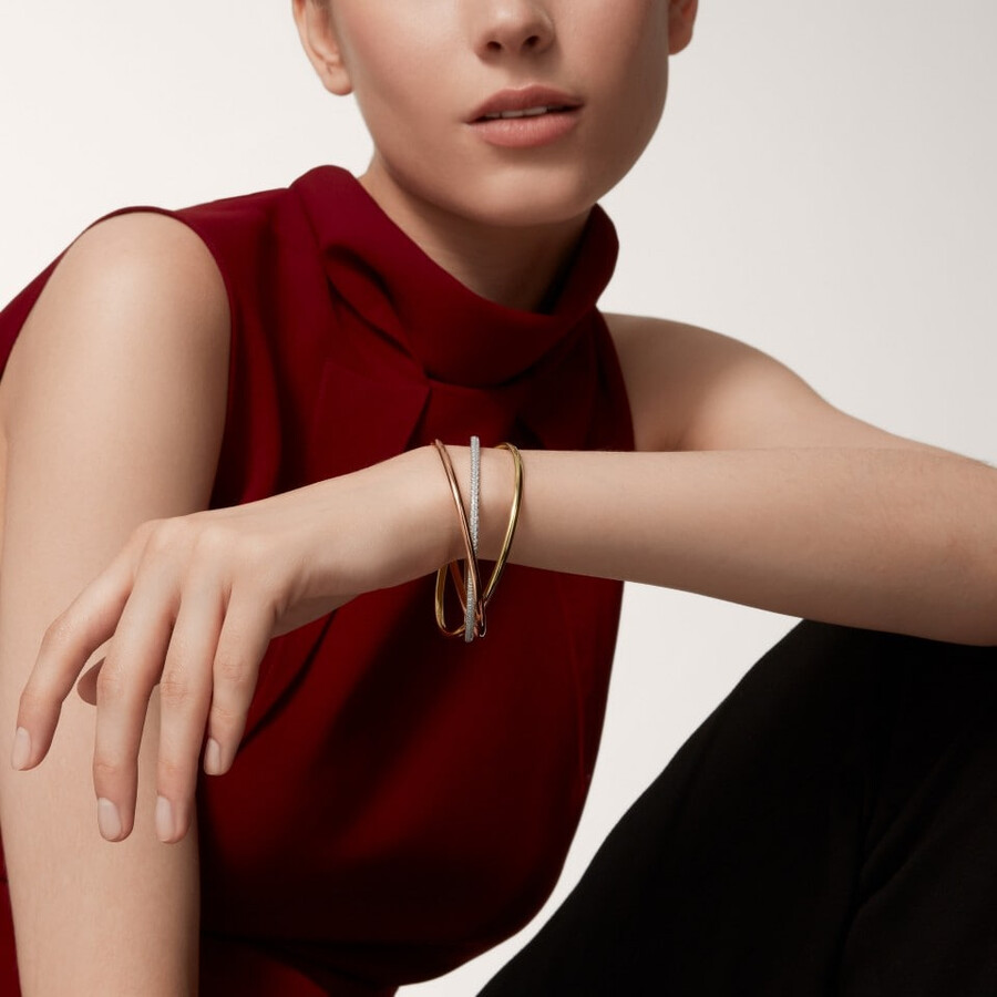 trinity bracelet small model half-paved
