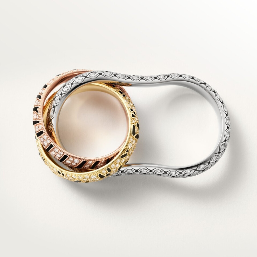 trinity two-finger ring lacquer paved